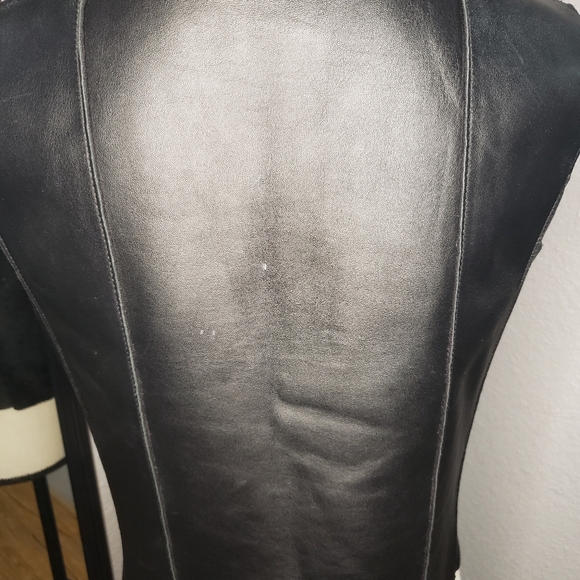 Genuine Leather and Dyed Rabbit Zip Up Vest - Picture 2 of 4